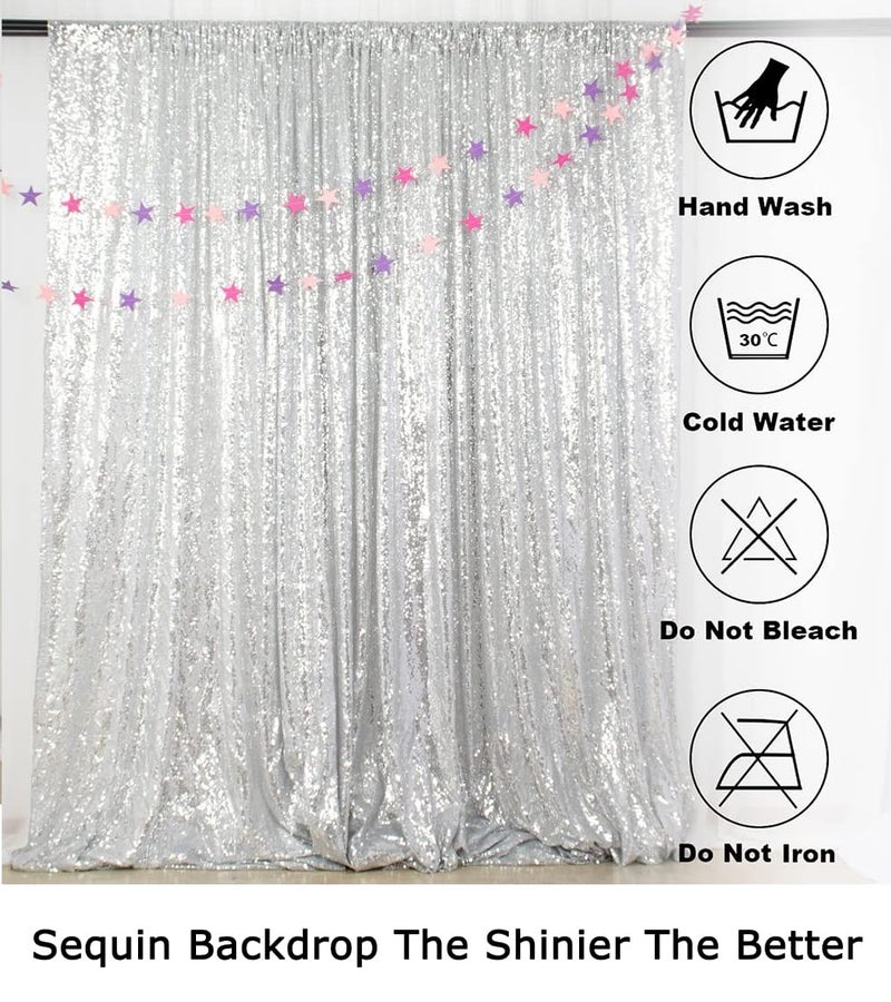 ShiDianYi Silver Sequin Wedding Backdrop - 10x10FT Photo Booth Curtains for Parties & Events - Image 5
